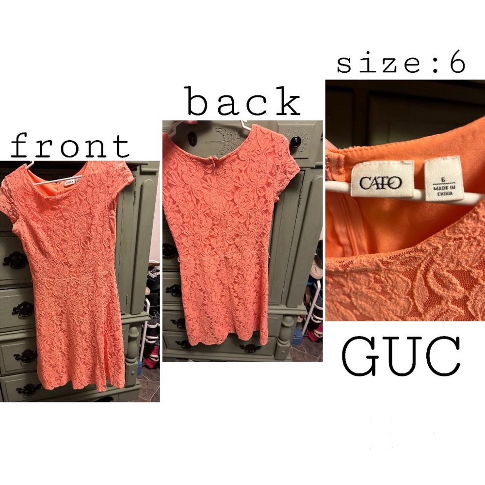 Cato Fashion Size 6 Orange Floral Lace Dress
